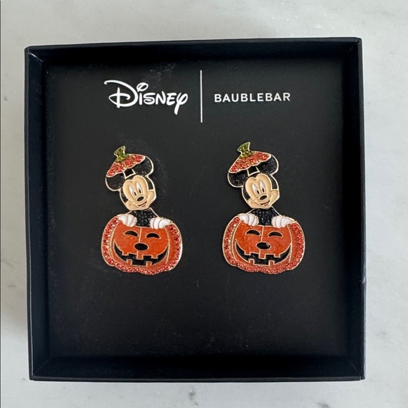 New In Box! Disney/Bauble Bar Mickey Mouse Jack O’Lantern Earrings - Picture 1 of 2